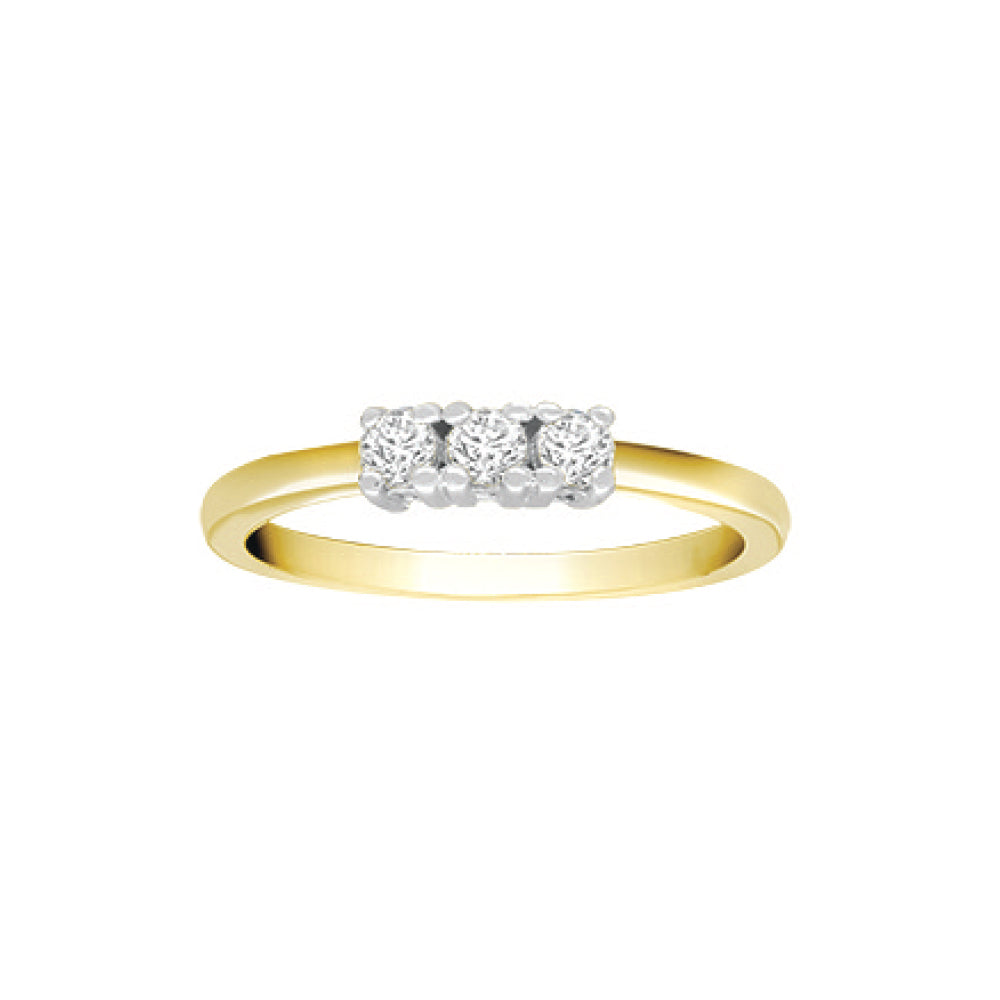 18ct 2 Colour Gold  Diamond 3 Stone Uniform Trilogy Ring 3.5mm - 18R944-025