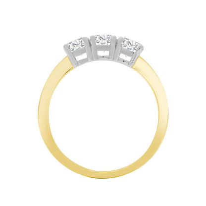 18ct 2 Colour Gold  Diamond 3 Stone Uniform Trilogy Ring 3.5mm - 18R944-033