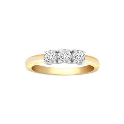 18ct 2 Colour Gold  Diamond 3 Stone Uniform Trilogy Ring 3.5mm - 18R944-050