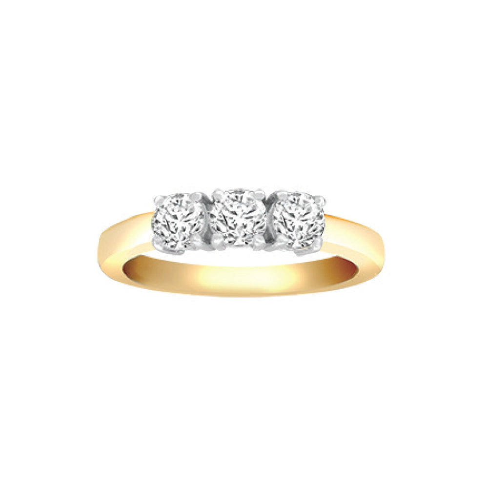 18ct 2 Colour Gold  Diamond 3 Stone Uniform Trilogy Ring 4mm - 18R944-075