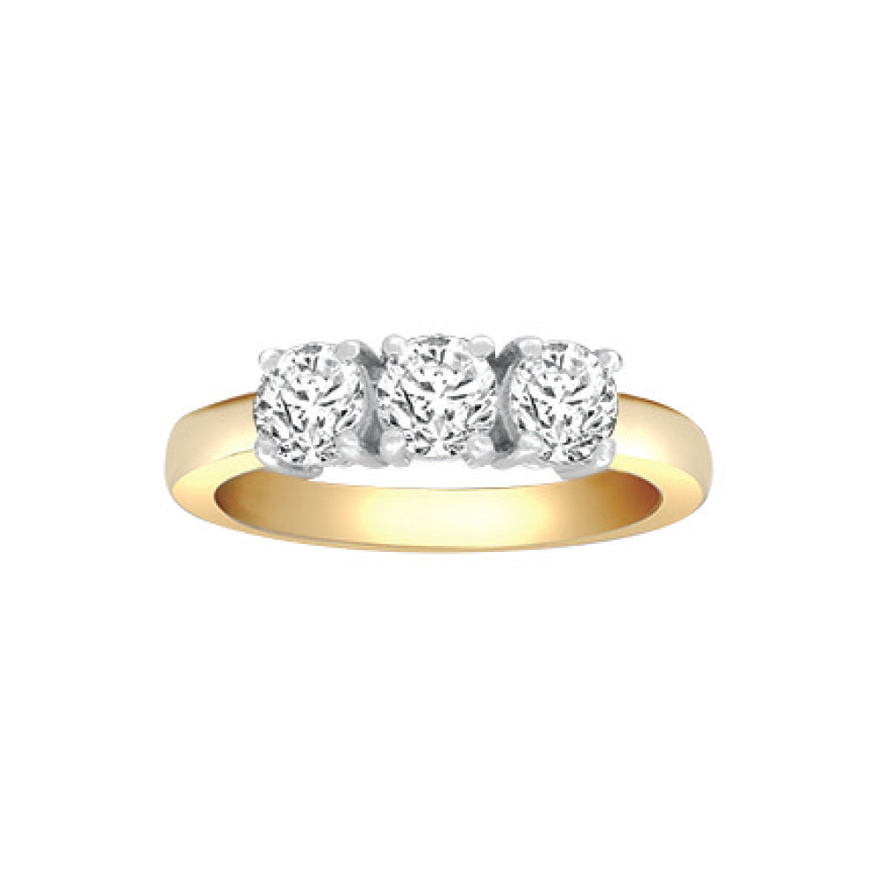 18ct 2 Colour Gold  1ct Diamond 3 Stone Uniform Trilogy Ring 4.5mm - 18R944-100