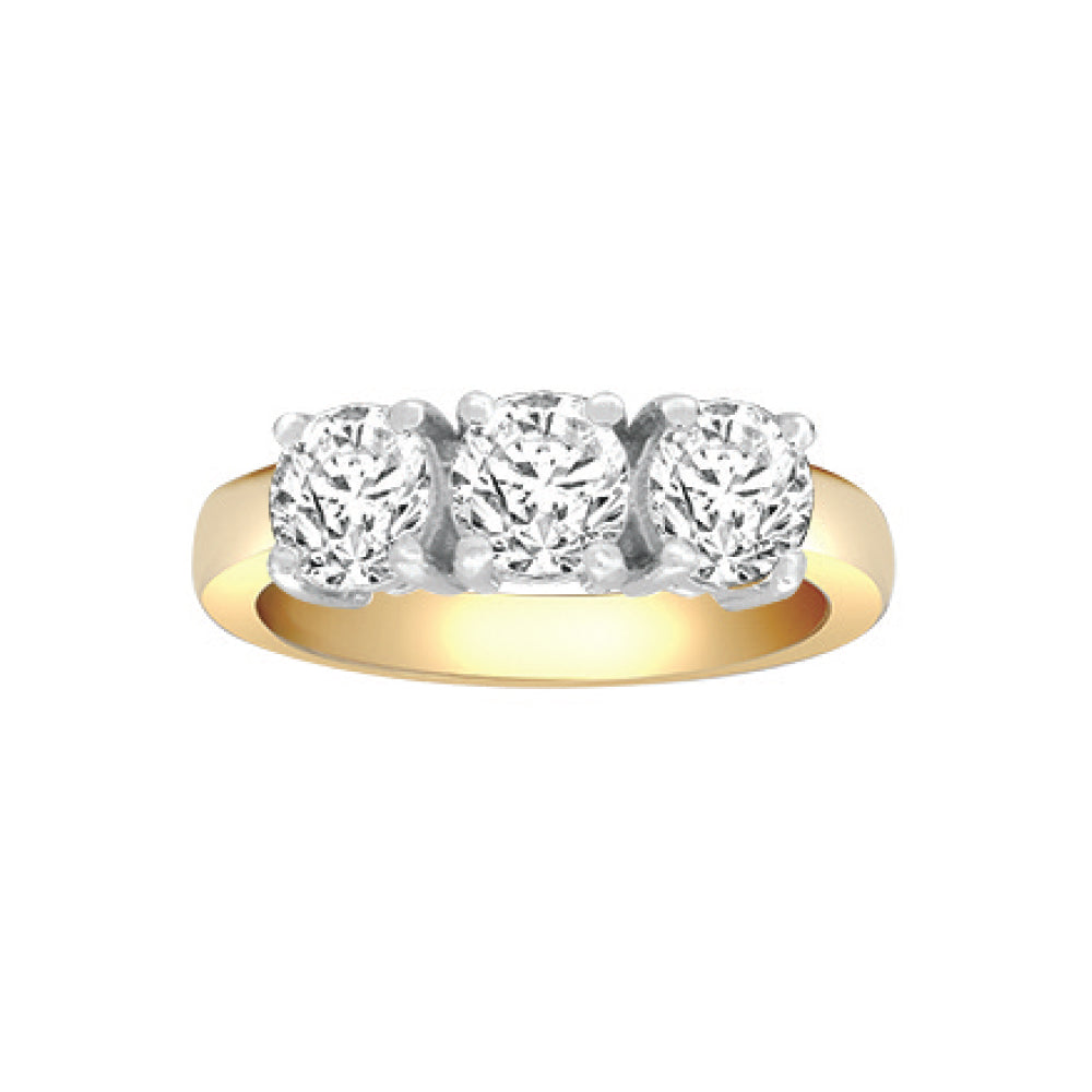 18ct Gold  2ct Diamond 3 Stone Uniform Trilogy Ring - 18R944-200