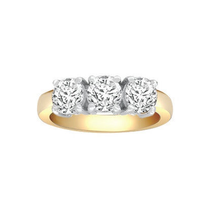 18ct Gold  2ct Diamond 3 Stone Uniform Trilogy Ring - 18R944-200