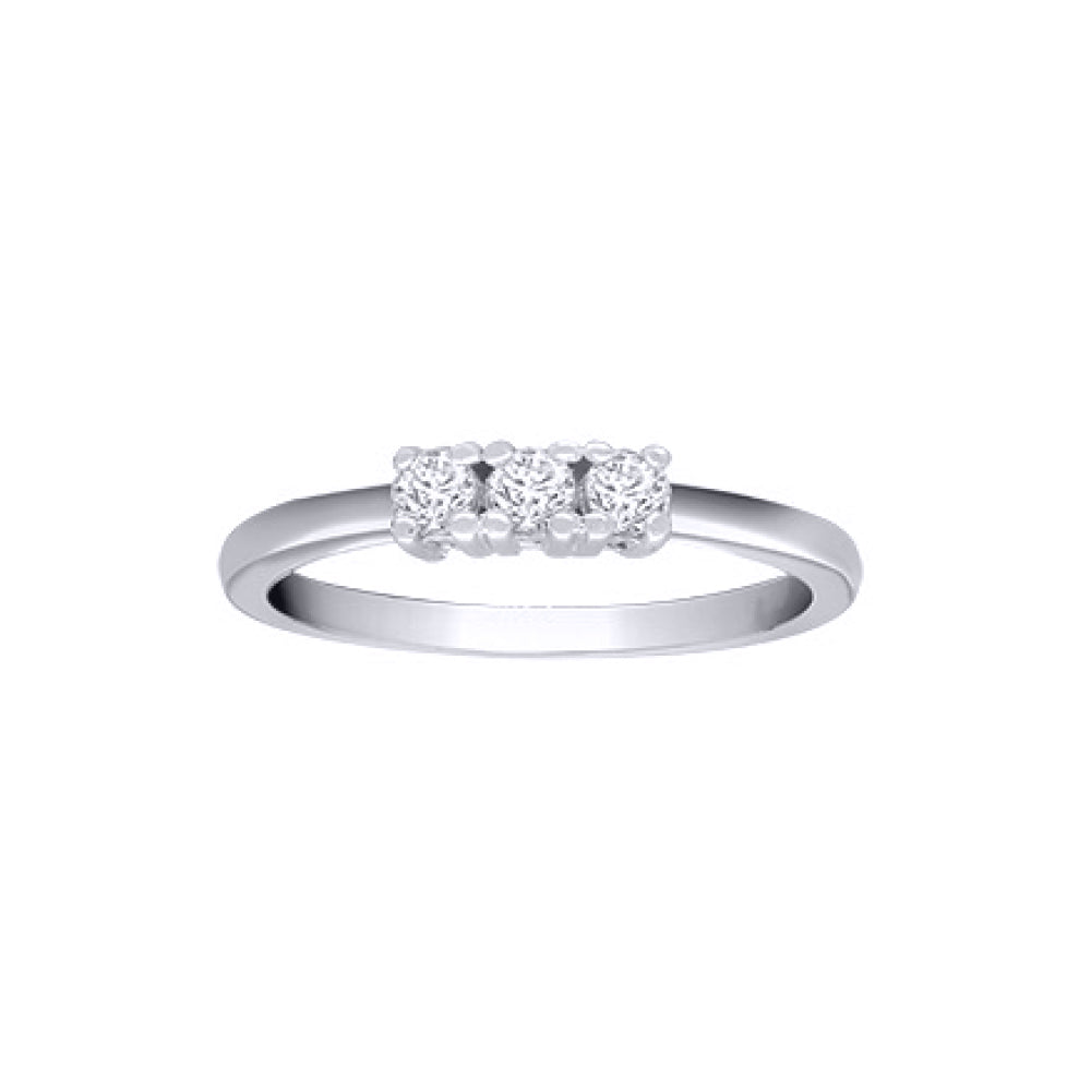 18ct White Gold  0.25ct Diamond 3 Stone Uniform Trilogy Ring 3.5mm - 18R945-025