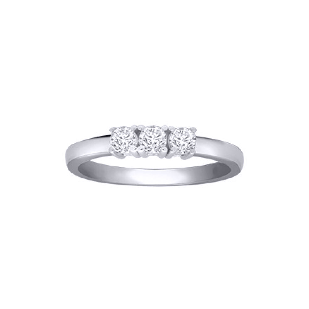 18ct White Gold  0.33ct Diamond 3 Stone Uniform Trilogy Ring 3.5mm - 18R945-033