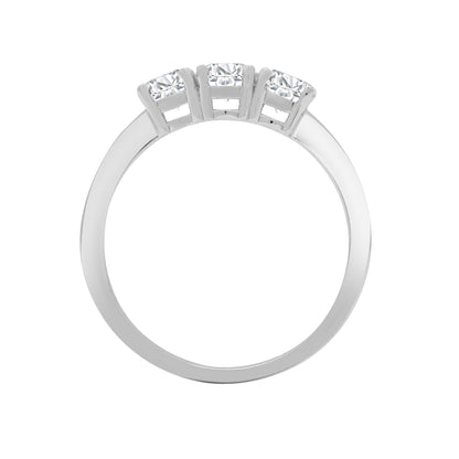 18ct White Gold  0.5ct Diamond 3 Stone Uniform Trilogy Ring 3.5mm - 18R945-050