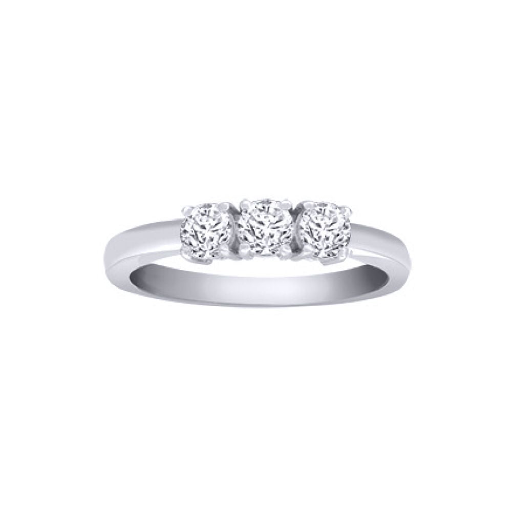 18ct White Gold  0.5ct Diamond 3 Stone Uniform Trilogy Ring 3.5mm - 18R945-050