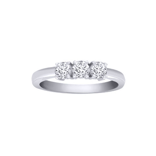 18ct White Gold  0.5ct Diamond 3 Stone Uniform Trilogy Ring 3.5mm - 18R945-050