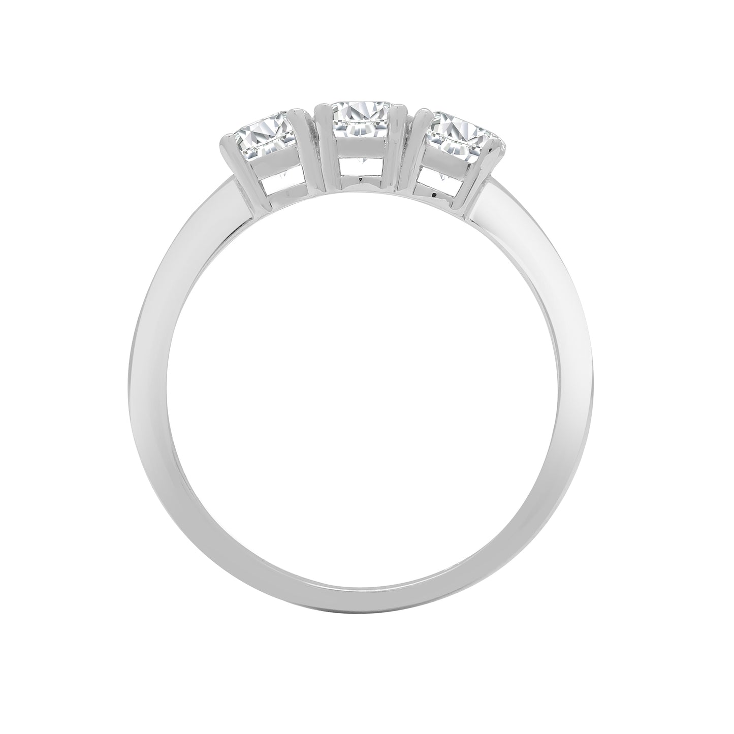 18ct White Gold  0.75ct Diamond 3 Stone Uniform Trilogy Ring 4mm - 18R945-075