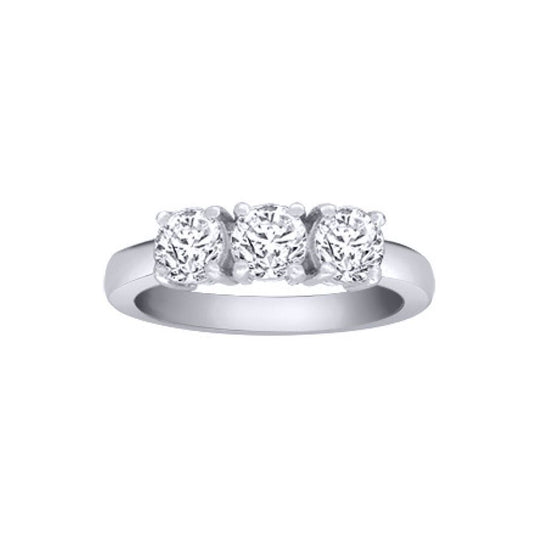 18ct White Gold  1.25ct Diamond 3 Stone Uniform Trilogy Ring 5mm - 18R945-125