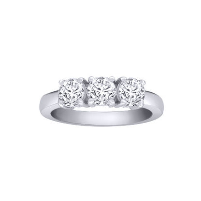 18ct White Gold  1.25ct Diamond 3 Stone Uniform Trilogy Ring 5mm - 18R945-125
