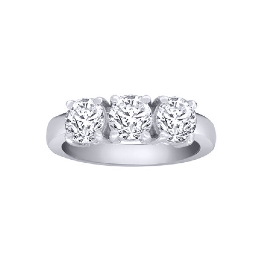 18ct White Gold  2ct Diamond 3 Stone Uniform Trilogy Ring - 18R945-200