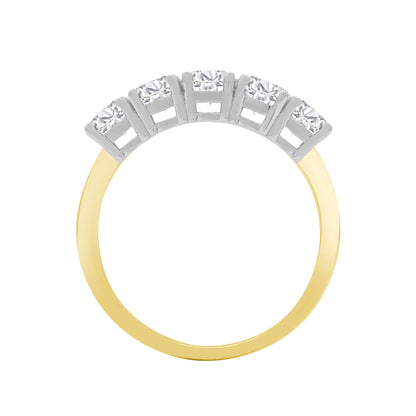18ct 2 Colour Gold  Diamond 5 Stone Pentalogy Eternity Ring 3.5mm - 18R948-050