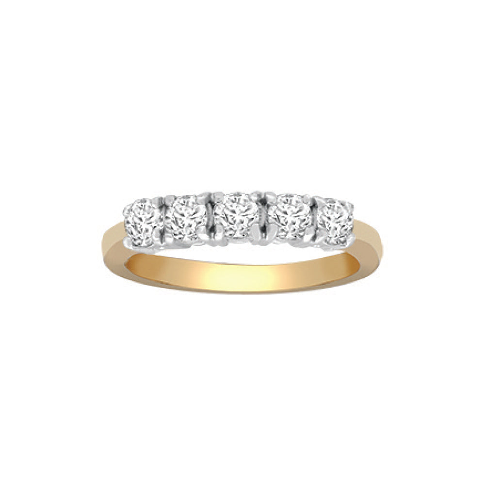 18ct 2 Colour Gold  0.75ct Diamond 5 Stone Pentalogy Eternity Ring - 18R948-075