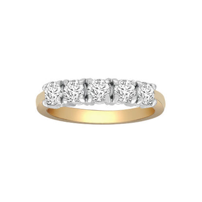 18ct 2 Colour Gold  1ct Diamond Pentalogy Eternity Ring 4mm - 18R948-100