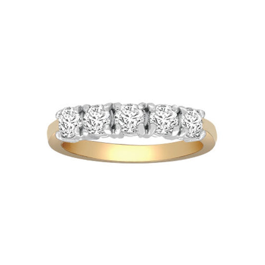 18ct 2 Colour Gold  1ct Diamond Pentalogy Eternity Ring 4mm - 18R948-100