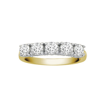 18ct 2 Colour Gold  1.25ct Diamond 5 Stone Pentalogy Eternity Ring - 18R948-125