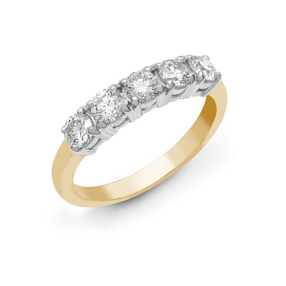 18ct 2 Colour Gold  1.25ct Diamond 5 Stone Pentalogy Eternity Ring - 18R948-125
