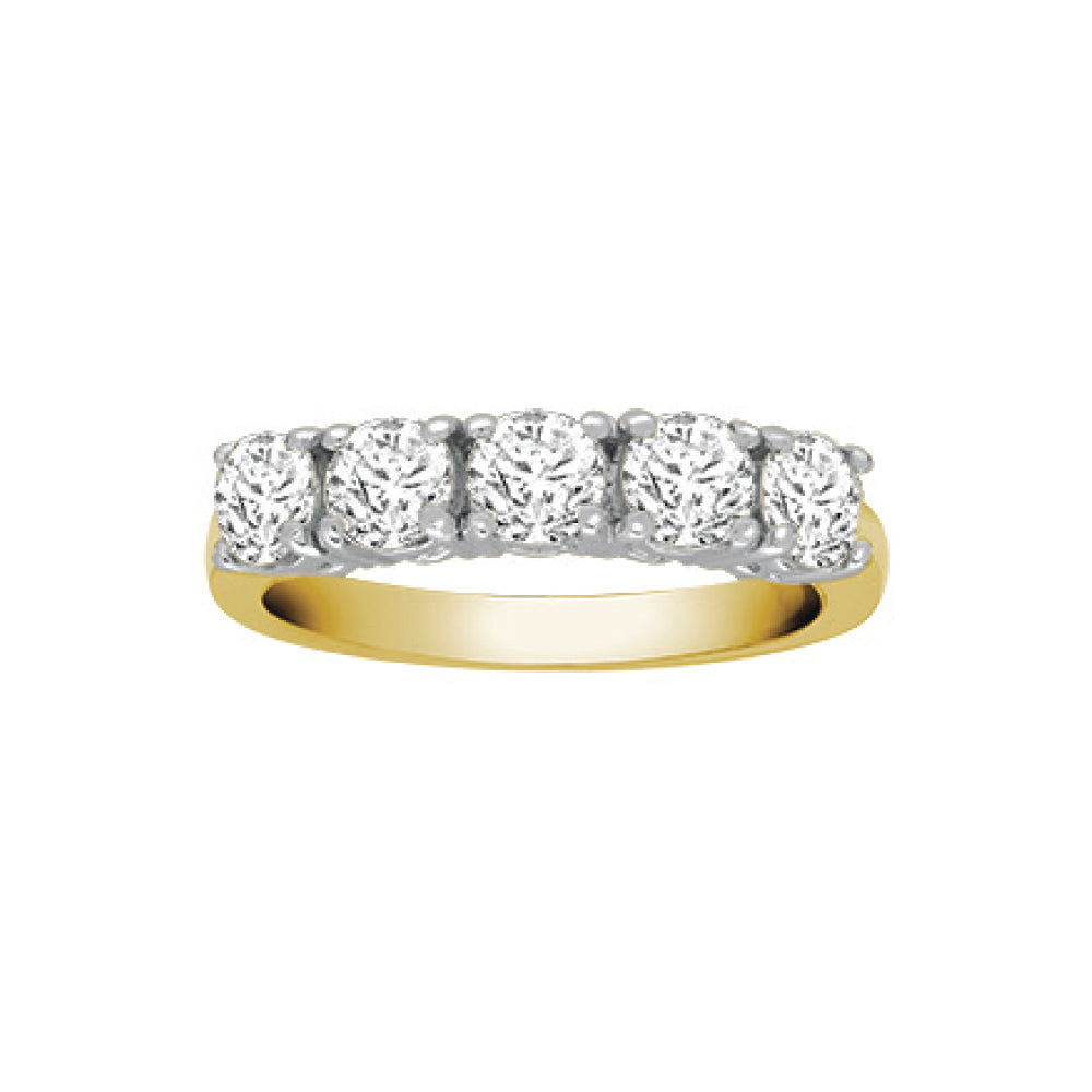 18ct 2 Colour Gold  1.5ct Diamond 5 Stone Pentalogy Eternity Ring - 18R948-150