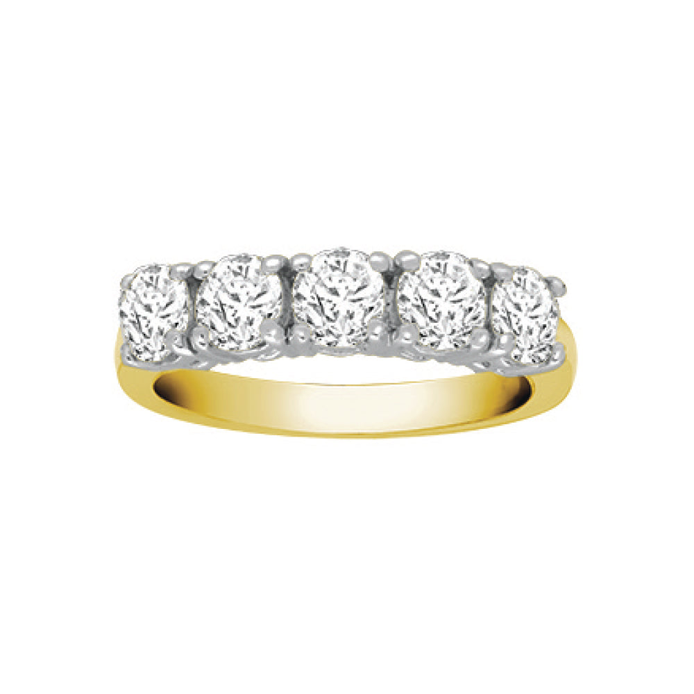 18ct Gold  2ct Diamond 5 Stone Pentalogy Eternity Ring - 18R948-200