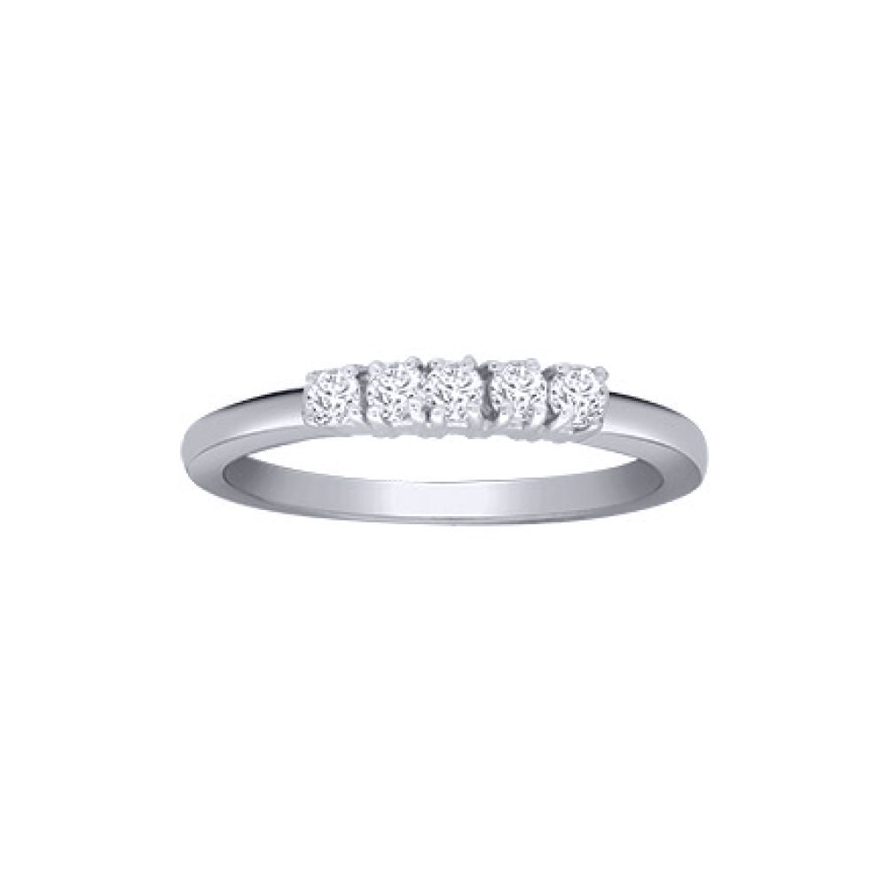 18ct White Gold  Diamond 5 Stone Pentalogy Eternity Ring 2.5mm - 18R949-025