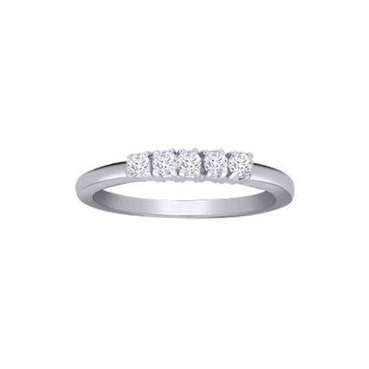 18ct White Gold  Diamond 5 Stone Pentalogy Eternity Ring 2.5mm - 18R949-025