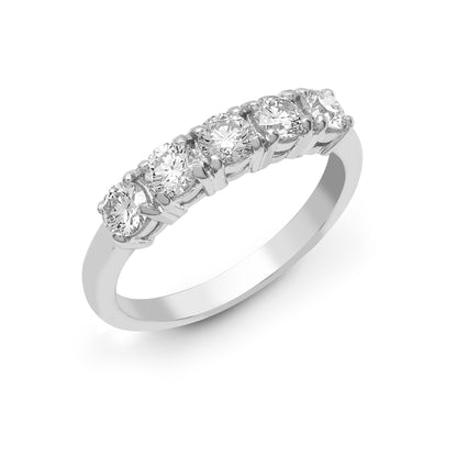 18ct White Gold  0.75ct Diamond 5 Stone Pentalogy Eternity Ring - 18R949-075