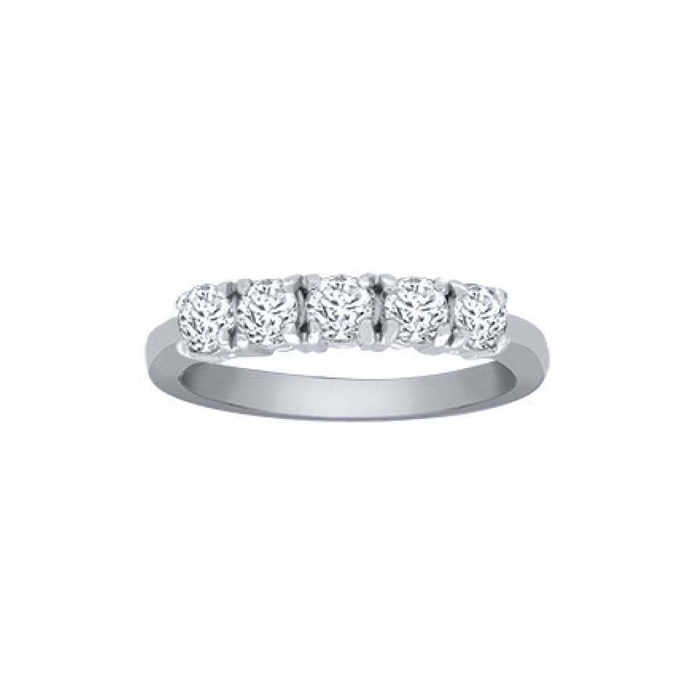 18ct White Gold  0.75ct Diamond 5 Stone Pentalogy Eternity Ring - 18R949-075