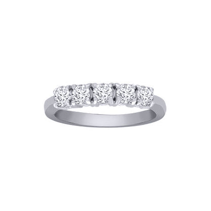 18ct White Gold  0.75ct Diamond 5 Stone Pentalogy Eternity Ring - 18R949-075