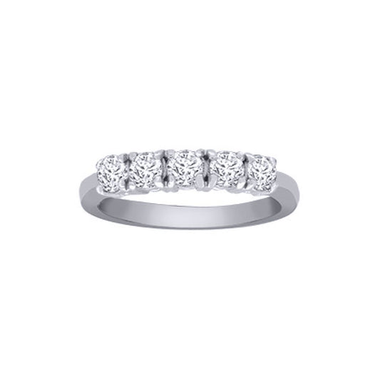 18ct White Gold  0.75ct Diamond 5 Stone Pentalogy Eternity Ring - 18R949-075