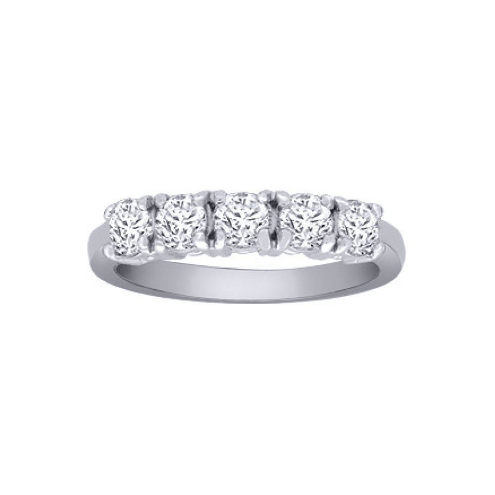 18ct White Gold  1ct Diamond 5 Stone Pentalogy Eternity Ring 4mm - 18R949-100