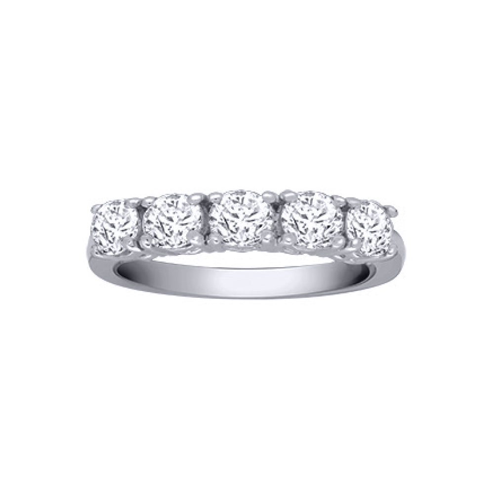 18ct White Gold  1.25ct Diamond 5 Stone Pentalogy Eternity Ring - 18R949-125