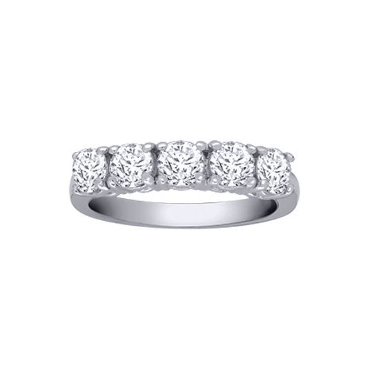 18ct White Gold  1.5ct Diamond 5 Stone Pentalogy Eternity Ring - 18R949-150