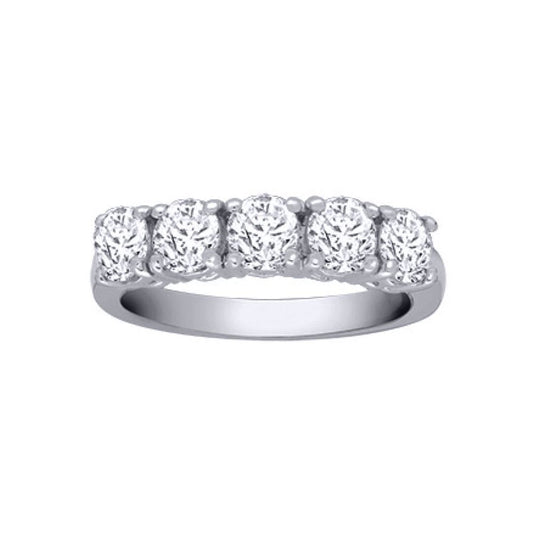 18ct White Gold  2ct Diamond 5 Stone Pentalogy Eternity Ring - 18R949-200