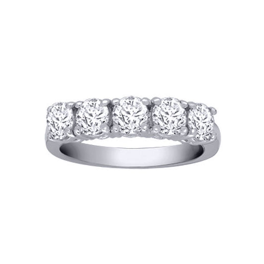 18ct White Gold  2ct Diamond 5 Stone Pentalogy Eternity Ring - 18R949-200