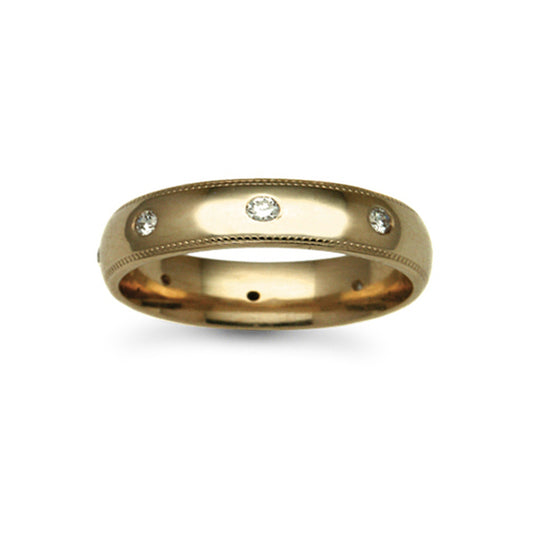 18ct Gold  5mm Court Mill-Grain Diamond 32pt Eternity Wedding Ring - 18W015-5