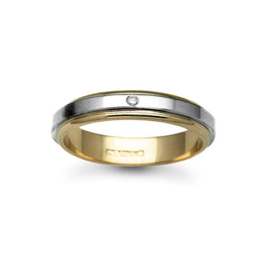 18ct Yellow & White Gold  4mm Flat Diamond 2pt Wedding Ring - 18W035-4