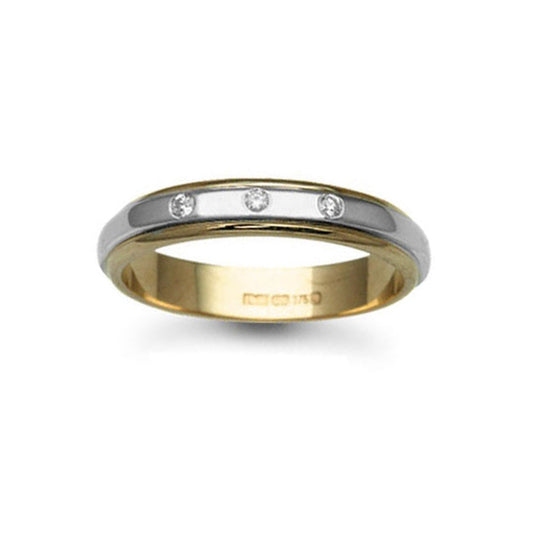 18ct 2-Colour Gold  4mm Flat Diamond 6pt Eternity Wedding Ring - 18W036-4