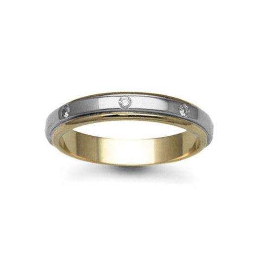 18ct 2-Colour Gold  4mm Flat Diamond 16pt Eternity Wedding Ring - 18W037-4