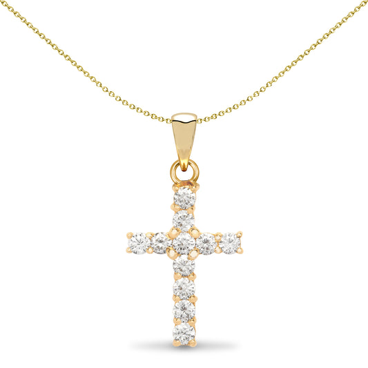 18ct Gold  0.5ct Diamond Eternity Cross Pendant - 18X022