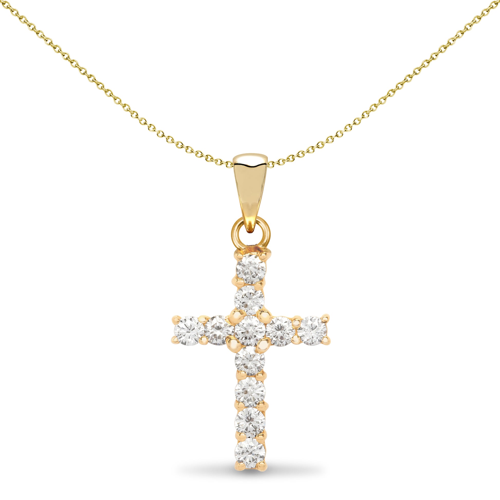 18ct Gold  0.5ct Diamond Eternity Cross Pendant - 18X022