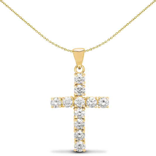18ct Gold  1ct Diamond Eternity Cross Pendant - 18X023