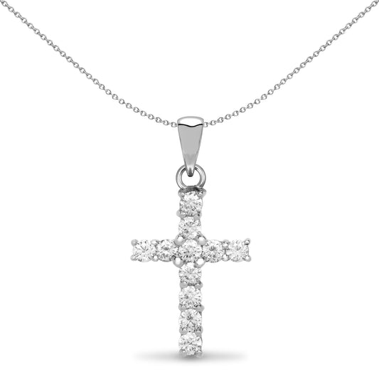 18ct White Gold  0.5ct Diamond Eternity Cross Pendant - 18X024