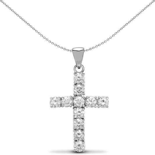 18ct White Gold  1ct Diamond Eternity Cross Pendant - 18X025