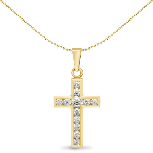 18ct Gold  0.44ct Diamond Flat Cross Pendant - 18X052