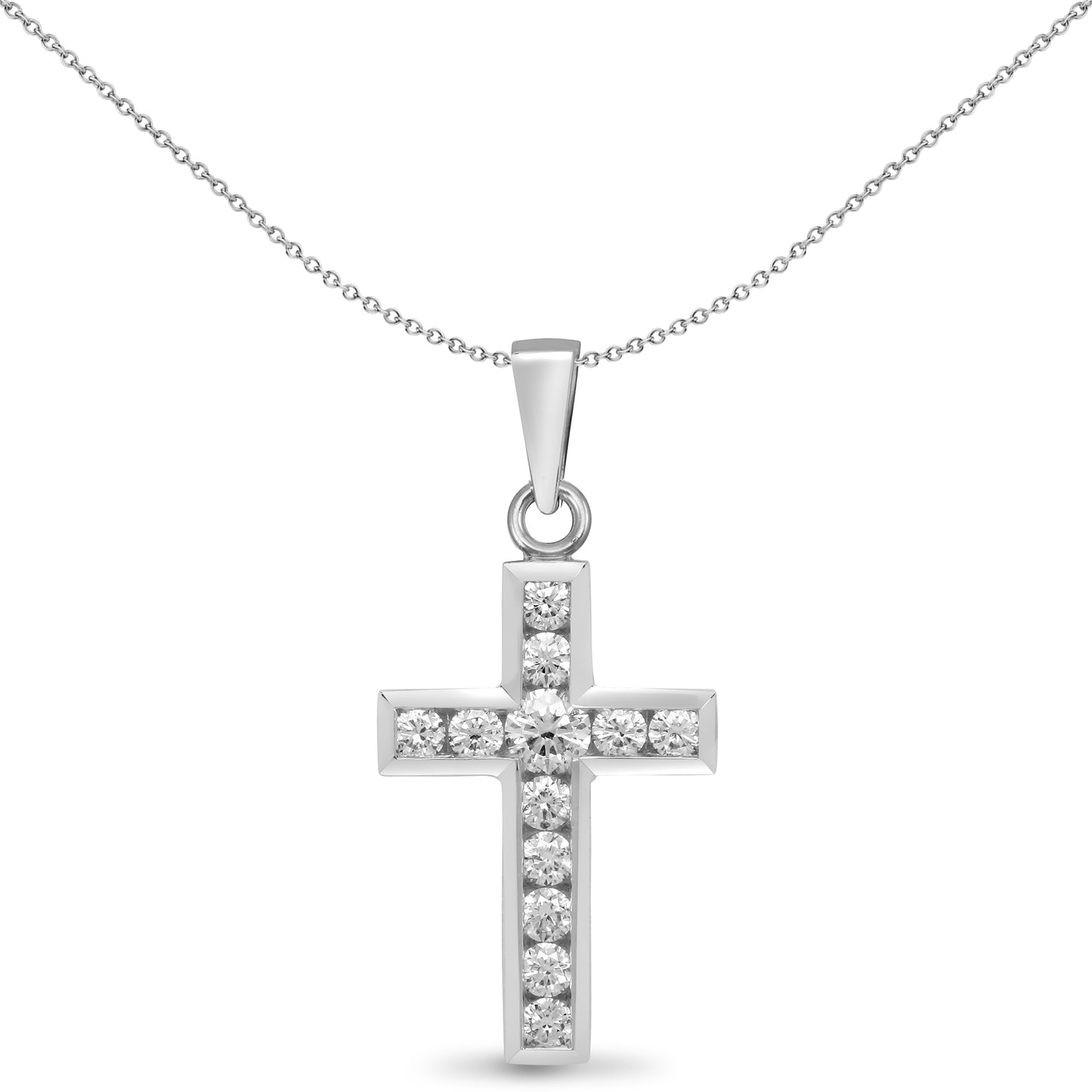 18ct White Gold  0.44ct Diamond Flat Cross Pendant - 18X053