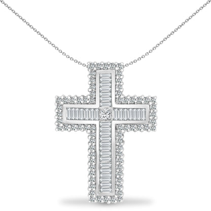 18ct White Gold  1ct Diamond Framed Cross Pendant - 18X066