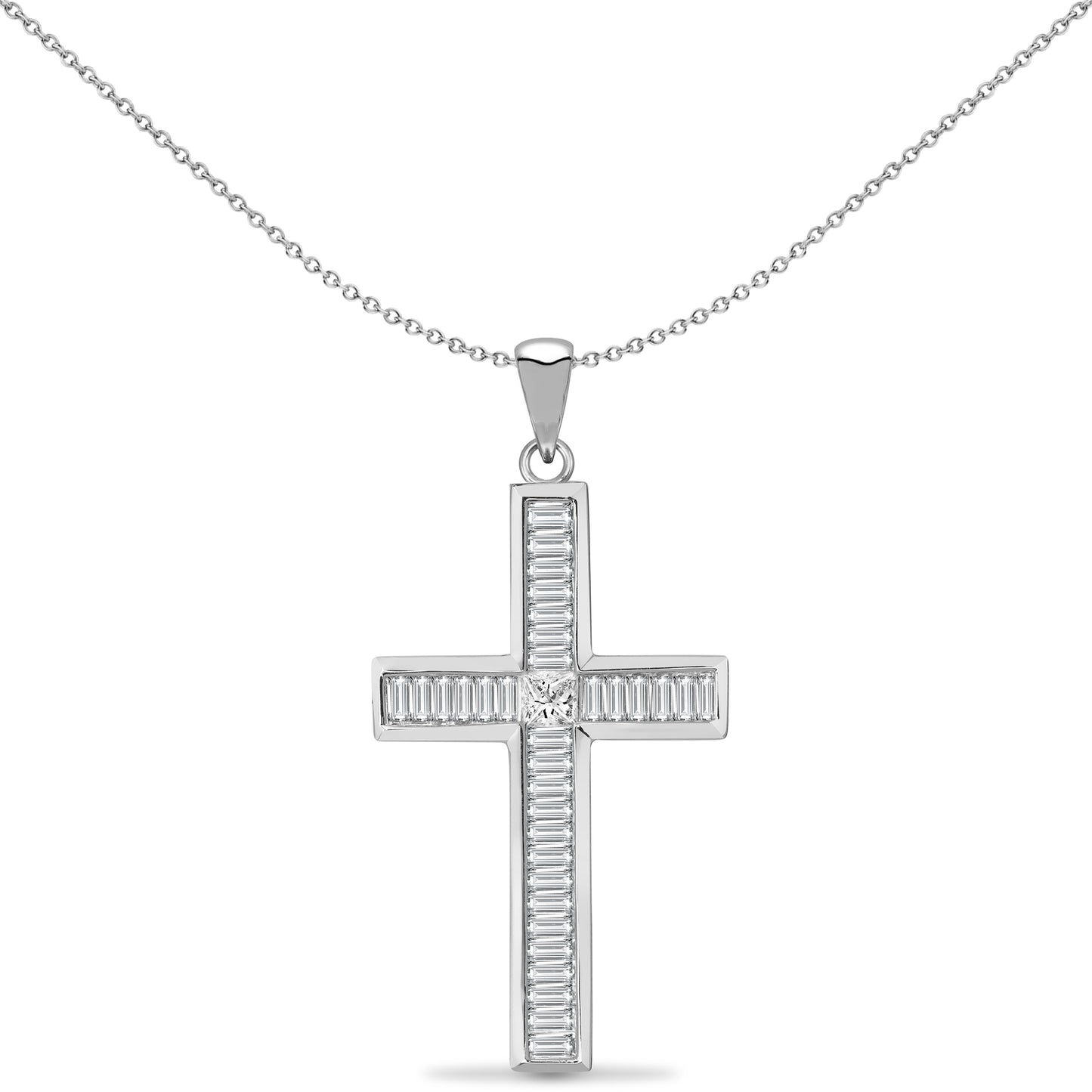 18ct White Gold  1.7ct Diamond Framed Cross Pendant - 18X069