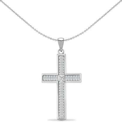 18ct White Gold  1.7ct Diamond Framed Cross Pendant - 18X069