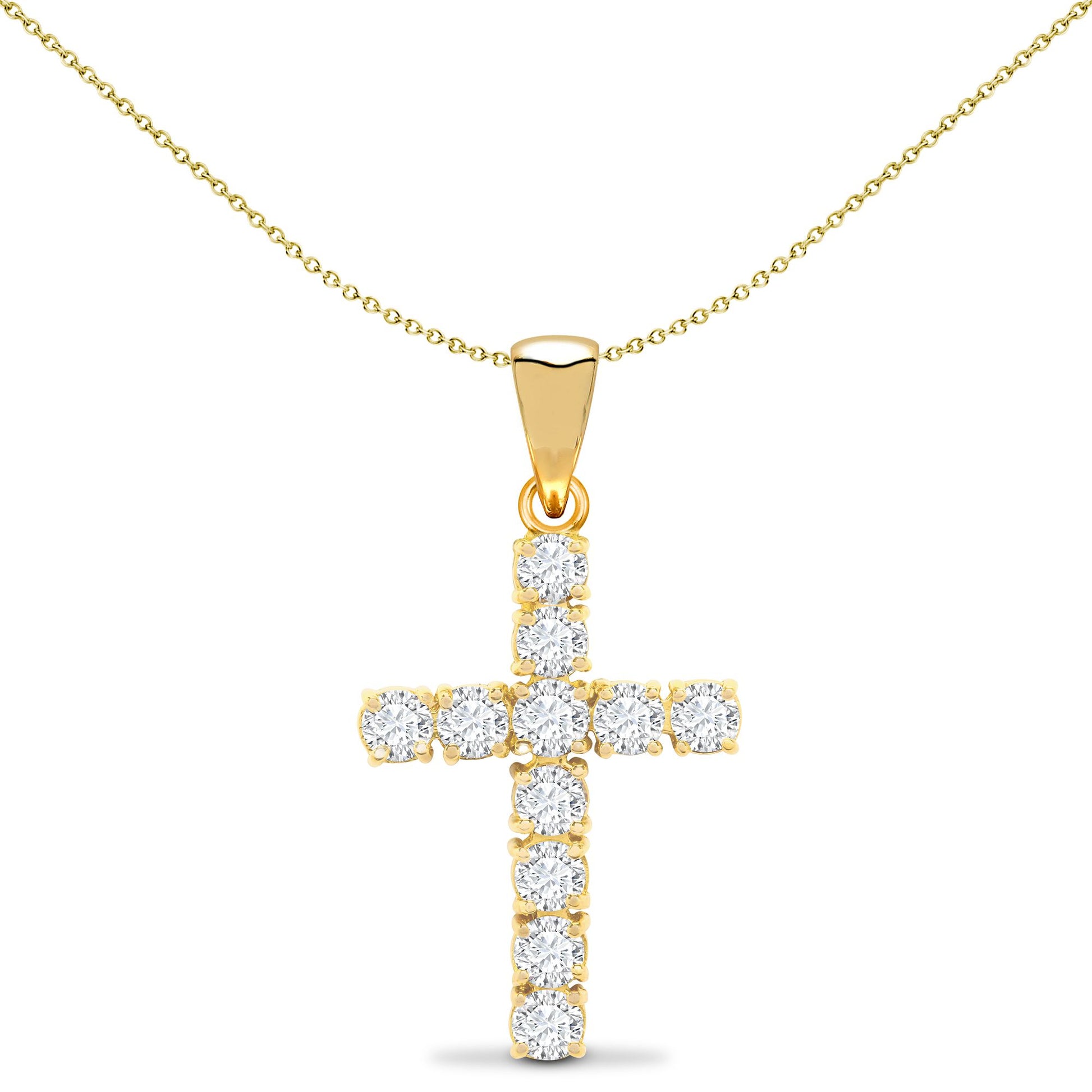 18ct Gold  1.5ct Diamond Eternity Cross Pendant - 18X097